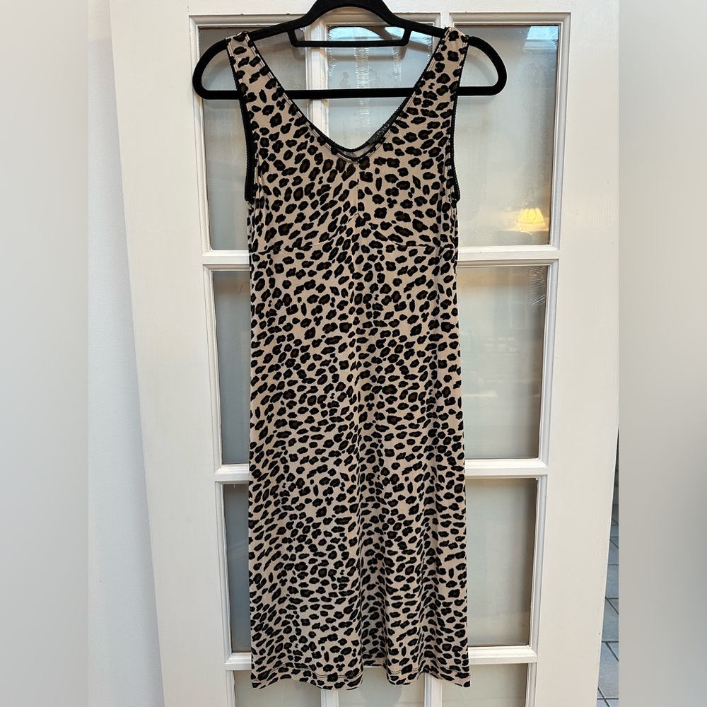 Vintage BCBGMAXAZRIA Essentials Y2K Leopard Glam Punk Rock Babydoll Dress Size L